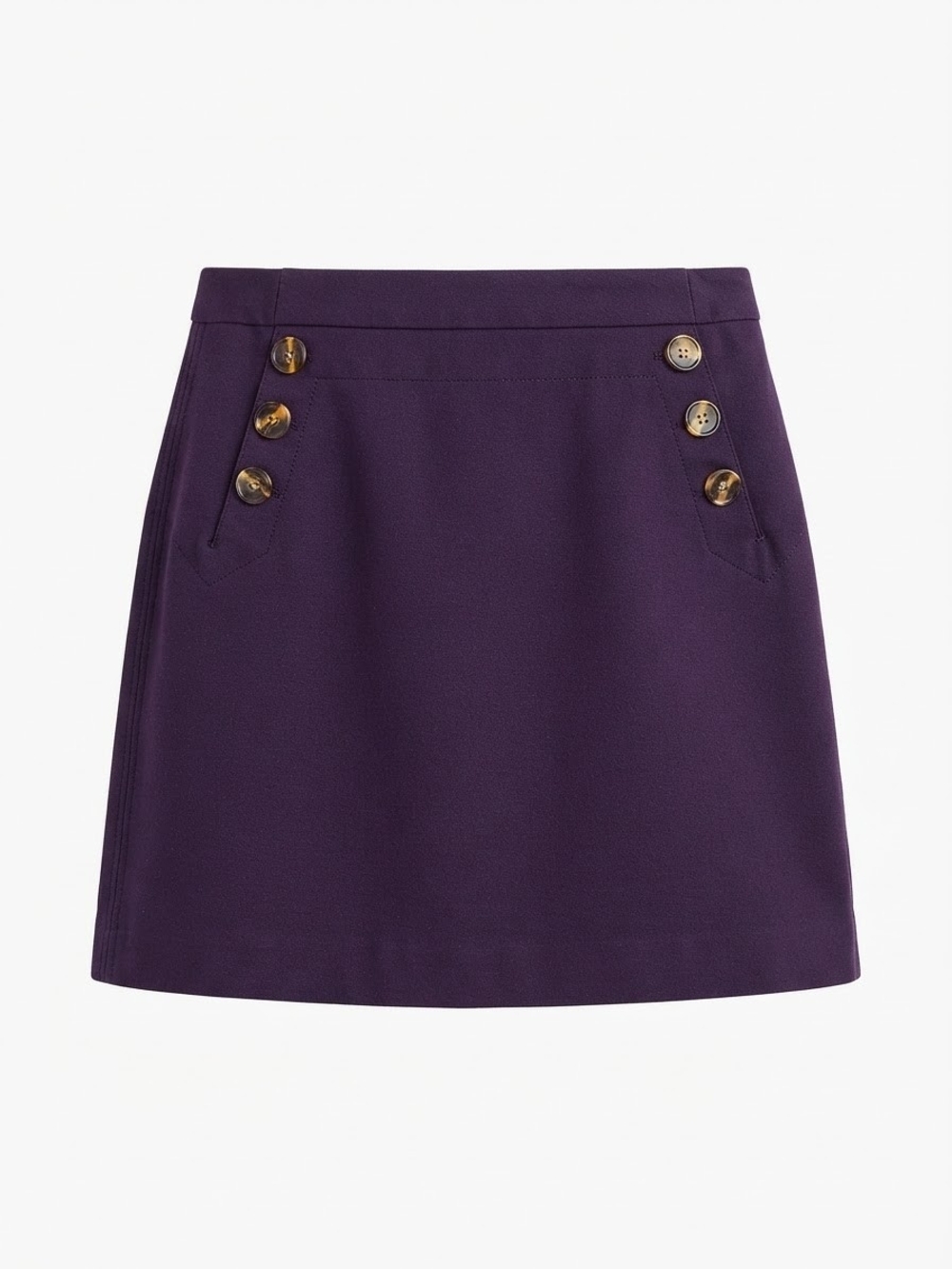 Purple Button-Accent A-Line Skirt